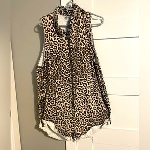 One Teaspoon leopard denim romper with pockets